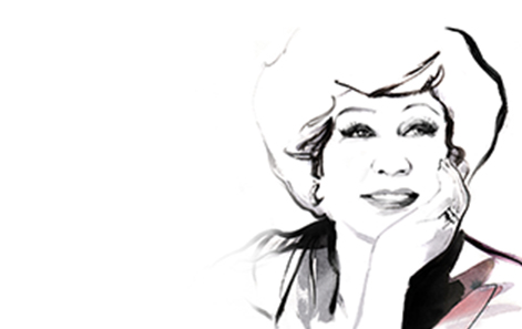 Illustration of  Mary Kay Ash against a white background.